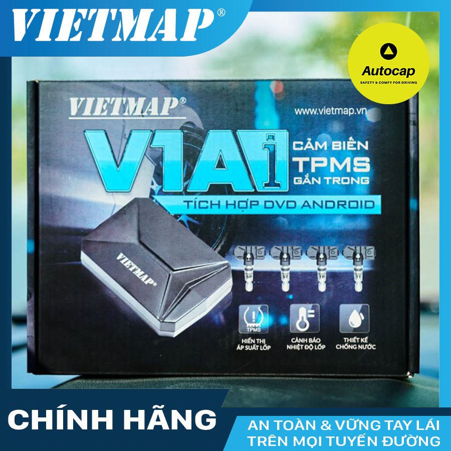 Cảm biến áp suất lốp VietMap V1Ai gắn trong tích hợp màn hình DVD Android