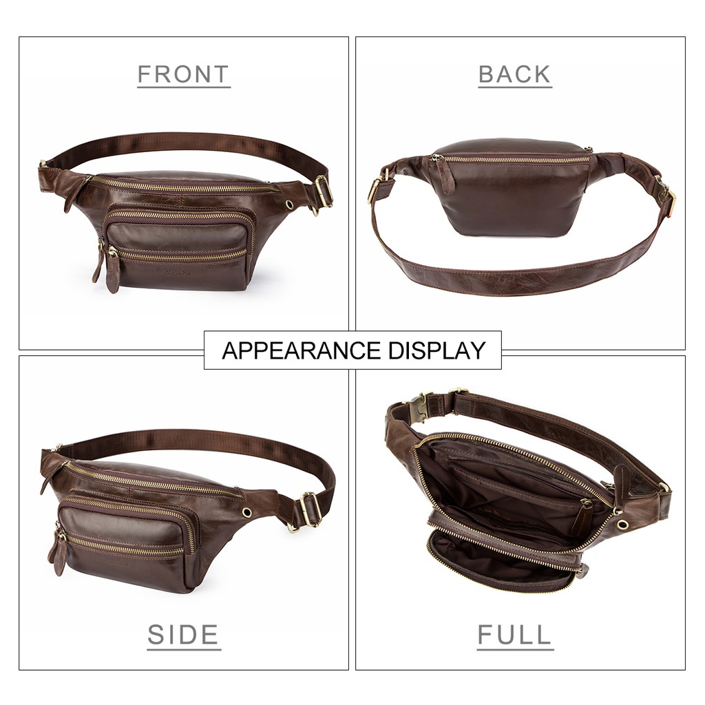 Túi đeo thắt lưng CONTACT’S MB169 bằng da thật cao cấp thời trang cá tính cho nam | BigBuy360 - bigbuy360.vn