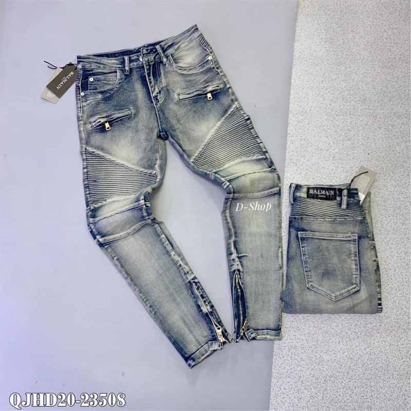 [Video] Quần Jean Nam Ống Khoá Phối Vải Nhăn Cực Sang