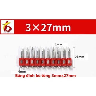 Đinh bắn bê tông /đinh bắn bê tông, Size 3x27(1000 đinh/hộp + 1 bình Gas)**Liên hệ để được giá tốt**