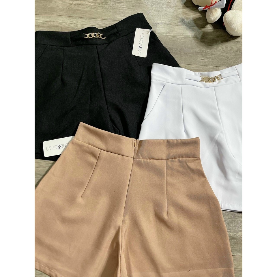 quần short đùi nữ đính dây xích kiểu trước, chất tuyết mưa, free size u