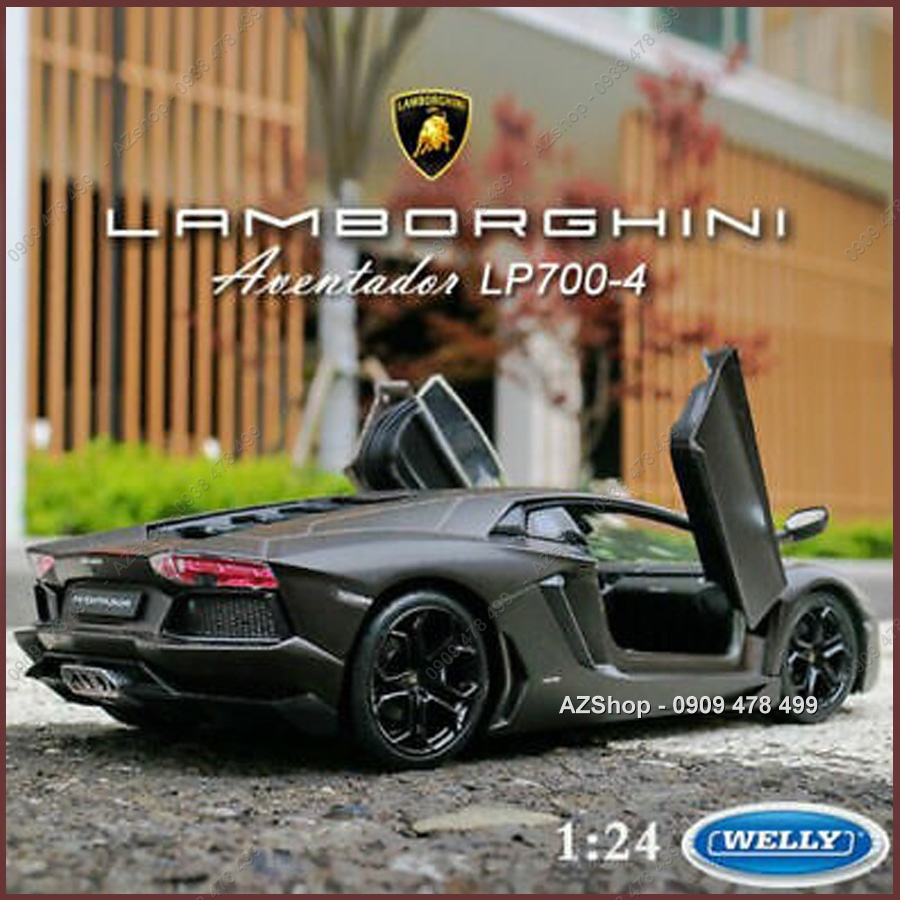 Xe Mô Hình Kim Loại Tỉ Lệ 1:24 - Lambo Aventador - Welly - Trắng - 8299t