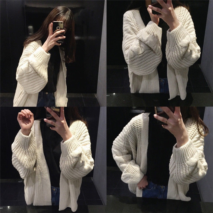 Áo khoác cardigan len dệt kim kiểu hoa cổ chữ V phong cách retro giản dị