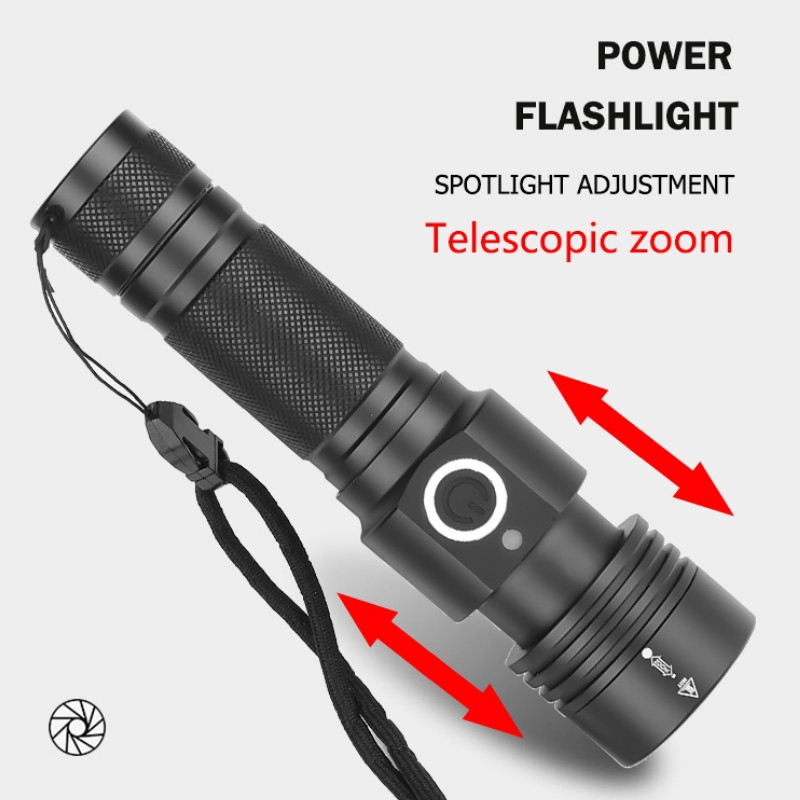 Đèn Pin LED Siêu Mạnh XHP70.2 26.650 XHP50 USB Có Thể Sạc Lại Chiến Thuật Sử Dụng 18650 Zoomable