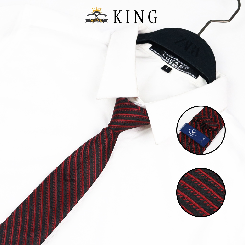 Cà vạt nam đen KING caravat công sở và chú rể họa tiết tự thắt bản nhỏ 6cm cravat hàn quốc lịch lãm C08