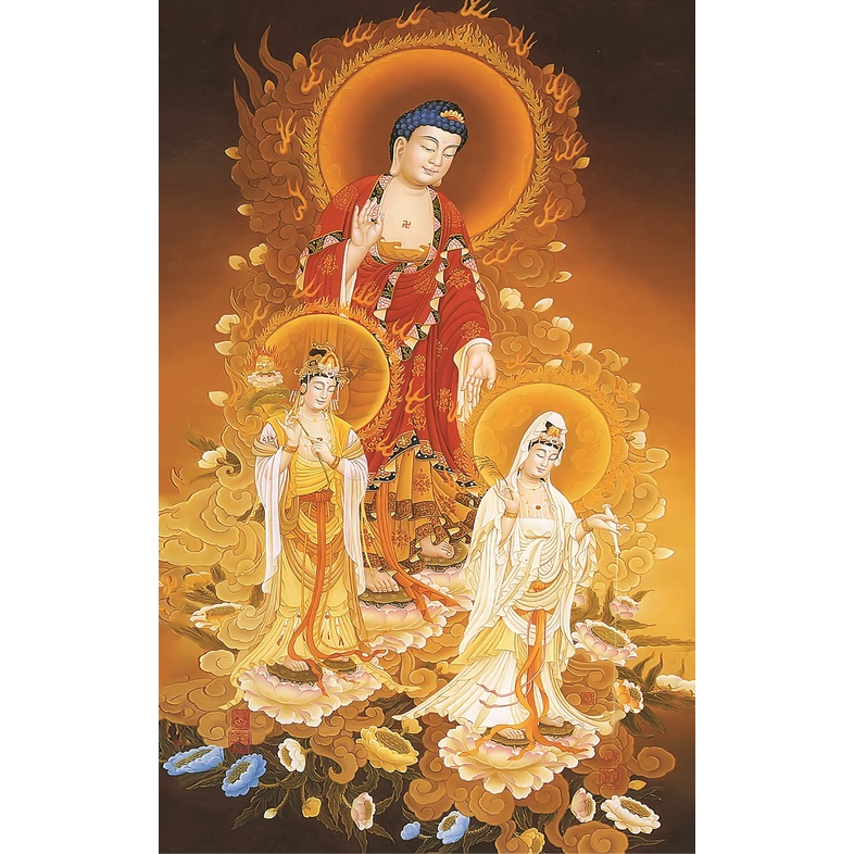 Bộ Tranh Xếp Hình Minh Châu 1000 Mảnh – Tây Phương Tam Thánh (50x80cm)