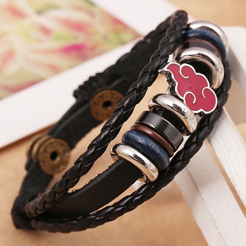 flowersqueen Vòng Tay Da Gắn Mặt Hình Naruto Phong Cách Nhật Bản
