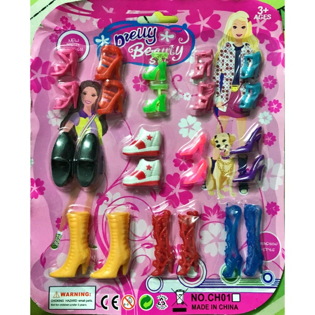 Bộ sưu tập giày cho búp bê nam nữ 12 đôi ((dành cho Barbie hoặc bé 30cm