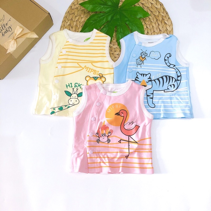 0-9M Áo gile cho trẻ sơ sinh chất coton đẹp hàng chính hãng mipbi