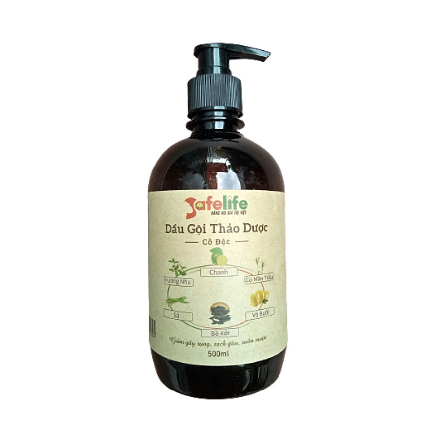 Dầu gội thảo dược Safelife chai 500ml, sạch gàu, giảm rụng tóc, kích thich mọc tóc, nuôi dưỡng tóc mềm mượt
