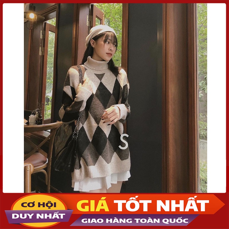 Áo Len Cổ Lọ Họa Tiết Trám Hàng Quảng Châu M1049-Violet