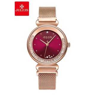 Julius đồng hồ quartz 1224 chống thấm nước đính đá zircon phong cách hàn quốc cho nữ