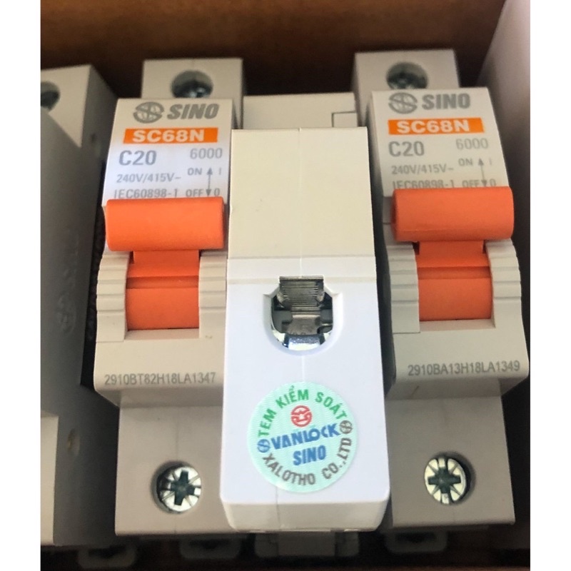 Cầu dao tự ngắt Aptomat Sino  Cam 1P,2P Chính hãng C16,C32,C40