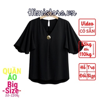 [ Xả Kho Big Size ] ÁO KIỂU CHẤT VOAN MỀM FORM RỘNG CỔ TIM CÓ SIZE TỚI 100KG - Hm127