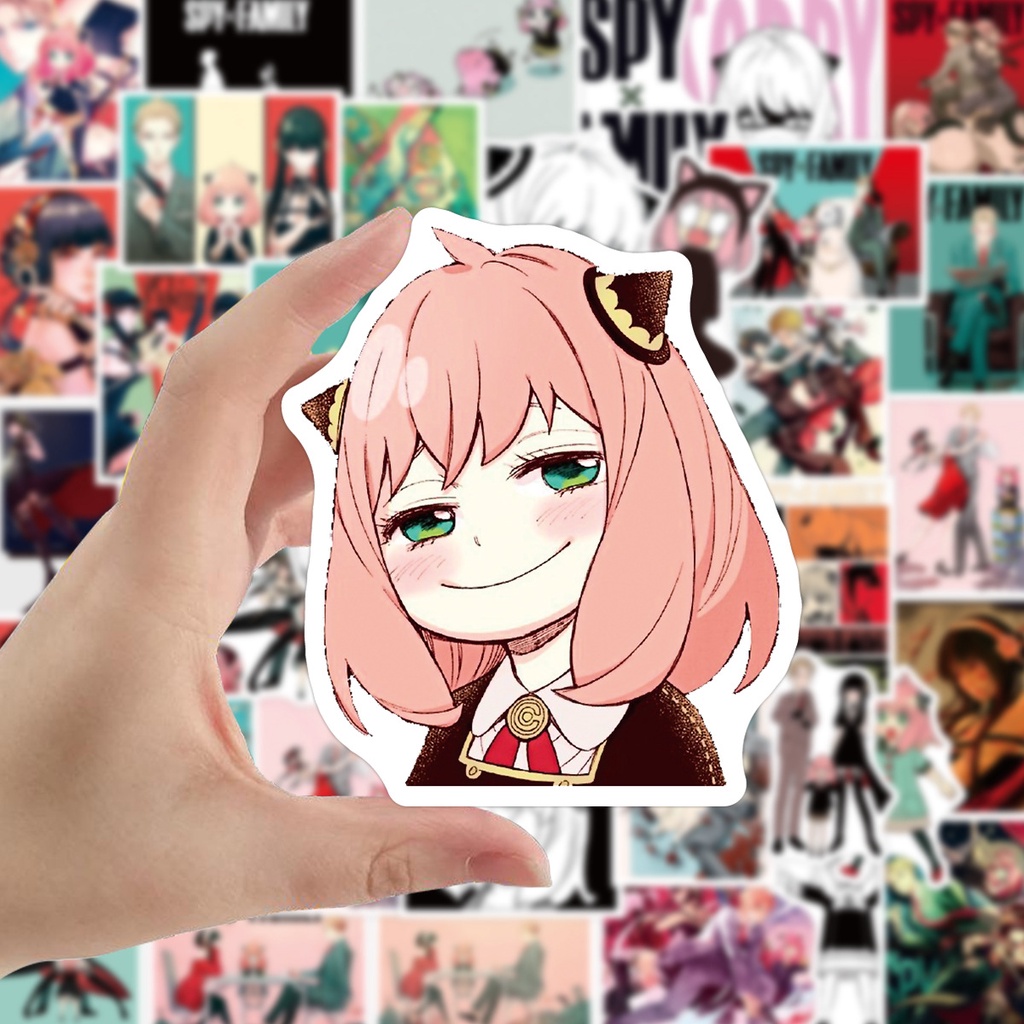 50/25/10 Nhãn Dán Anime Spy Family Trang Trí Laptop Vali Ván Trượt Vali