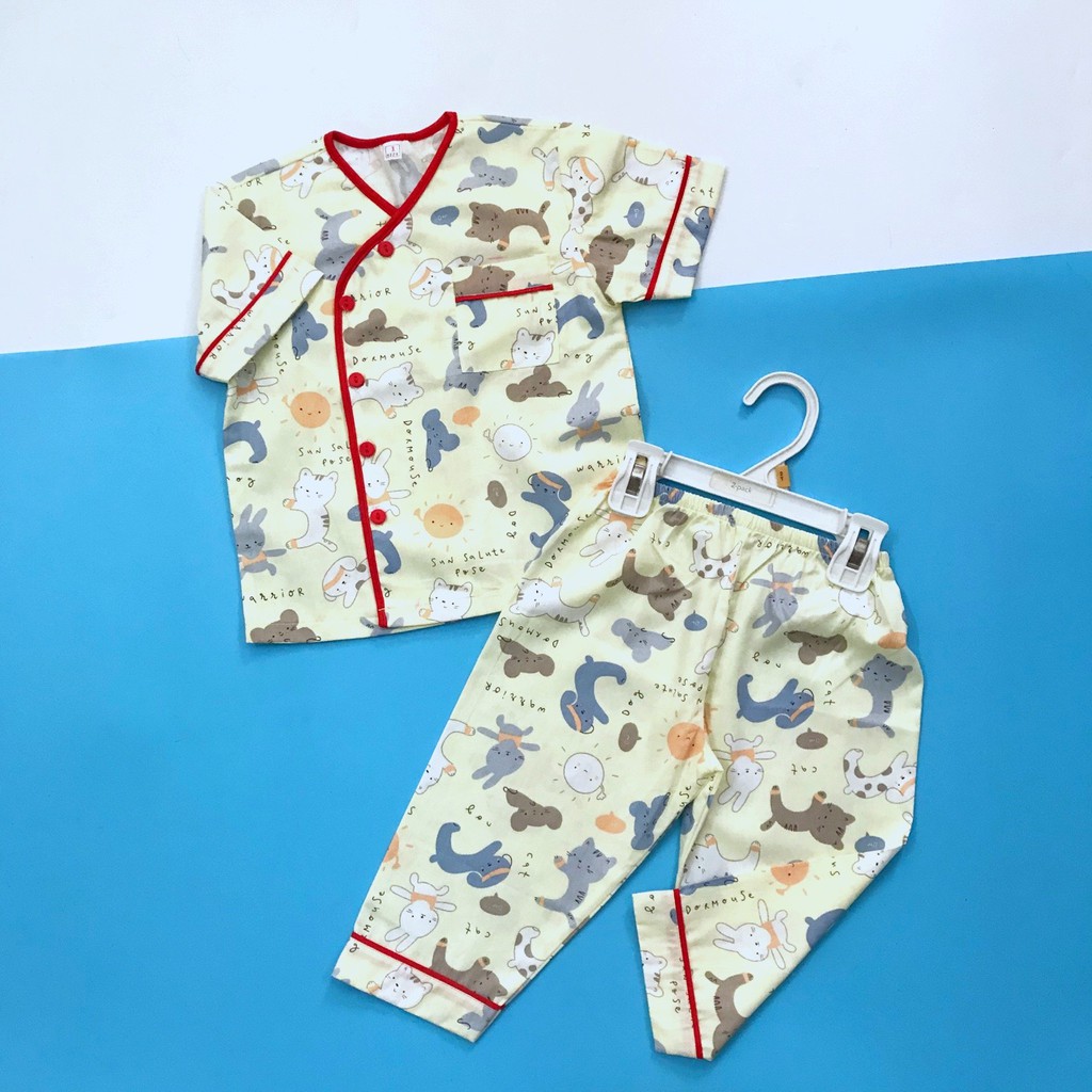 Pijama tay ngắn cho bé vải cotton mềm mịn hút mồ hôi - Nhiều mẫu 10-45kg