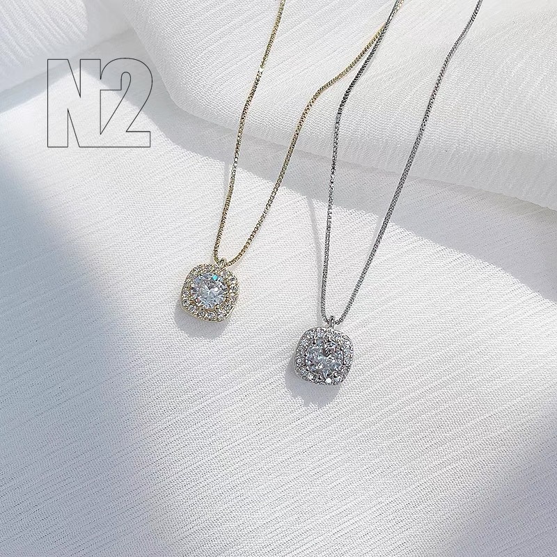 Dây chuyền hợp kim mặt vuông đính đá zircon nhân tạo thời trang