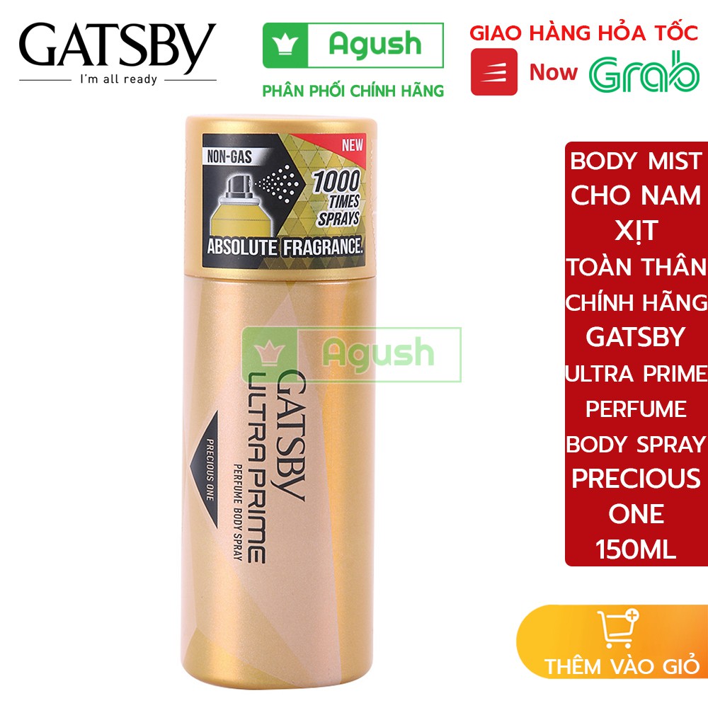 Body mist nam xịt thơm nước hoa chính hãng Gatsby Ultra Prime Precious One chai 150ml lưu hương thơm lâu mùi ngọt giá rẻ