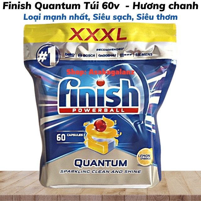 [MỚI 2021] Viên rửa bát Finish quantum Max 60 viên - Nhập khẩu Châu Âu