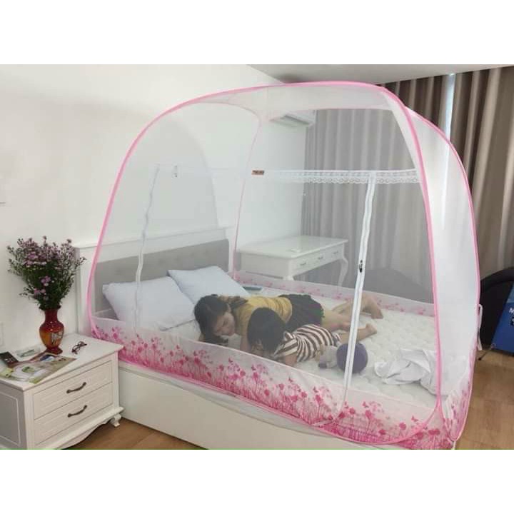 màn chụp , màn chụp tự bung đinh vuông GIA LONG khung xếp chống muỗi tiện dụng không cần gắn vào tường