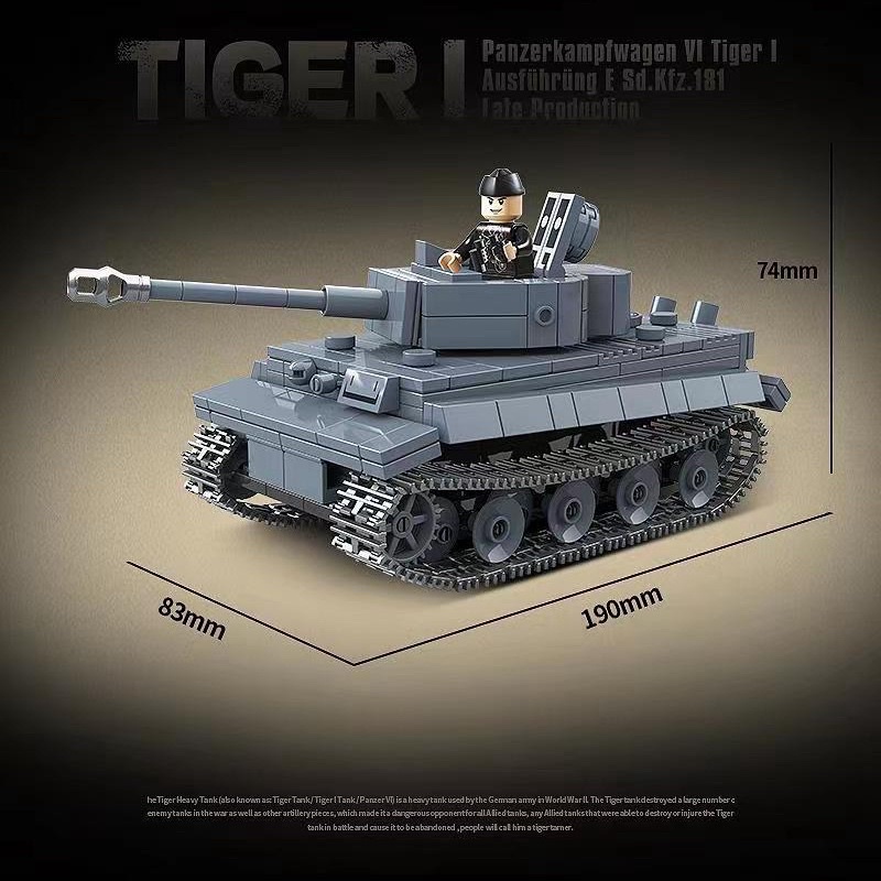 Army Quan guan 100242 World War II Bộ đồ chơi lắp ráp xe Tank Tiger 1 của Đức Quốc Xã