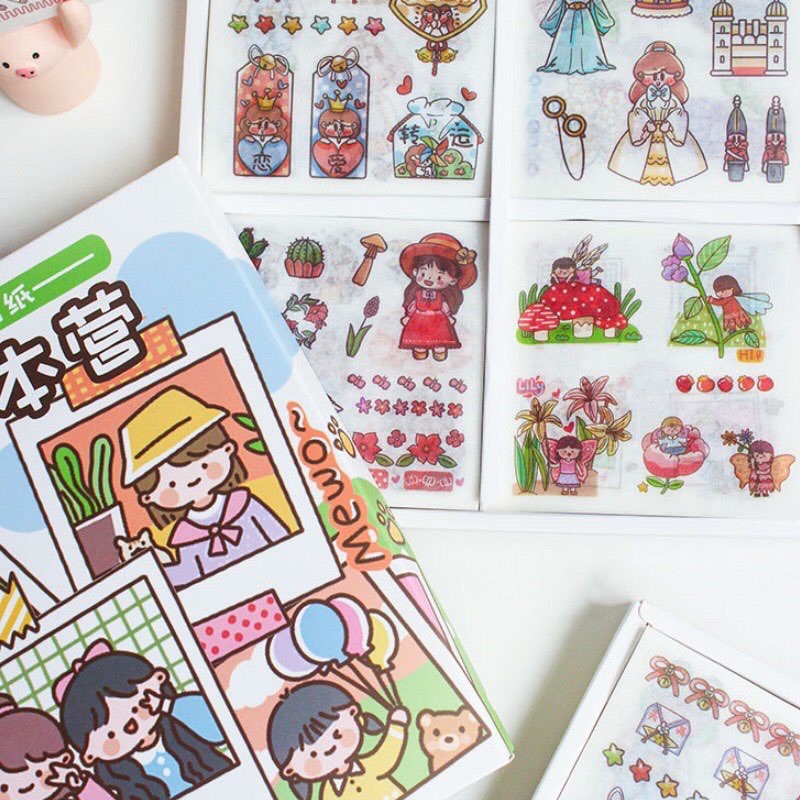 Tách Set 50 tờ hình dán (Stickers) giấy Nhật siu dễ thương, không trùng hình - Những cô Gái nhỏ ZaoMo