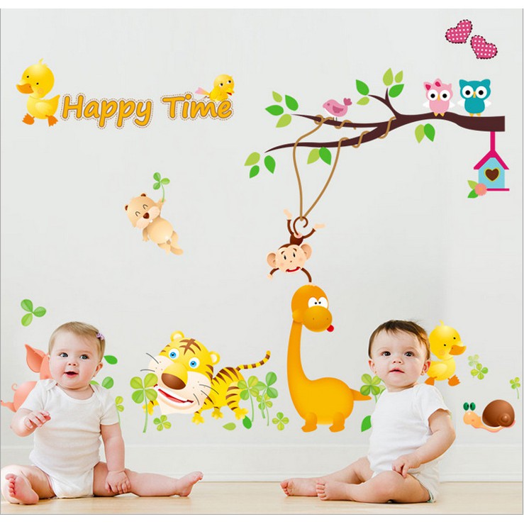 decal trang trí thú và cú mèo