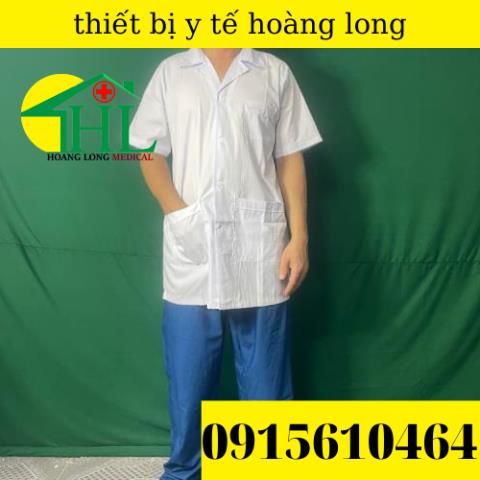 Áo Blouse bác sĩ dáng ngắn - tay cộc nam, nữ các size S M L XL