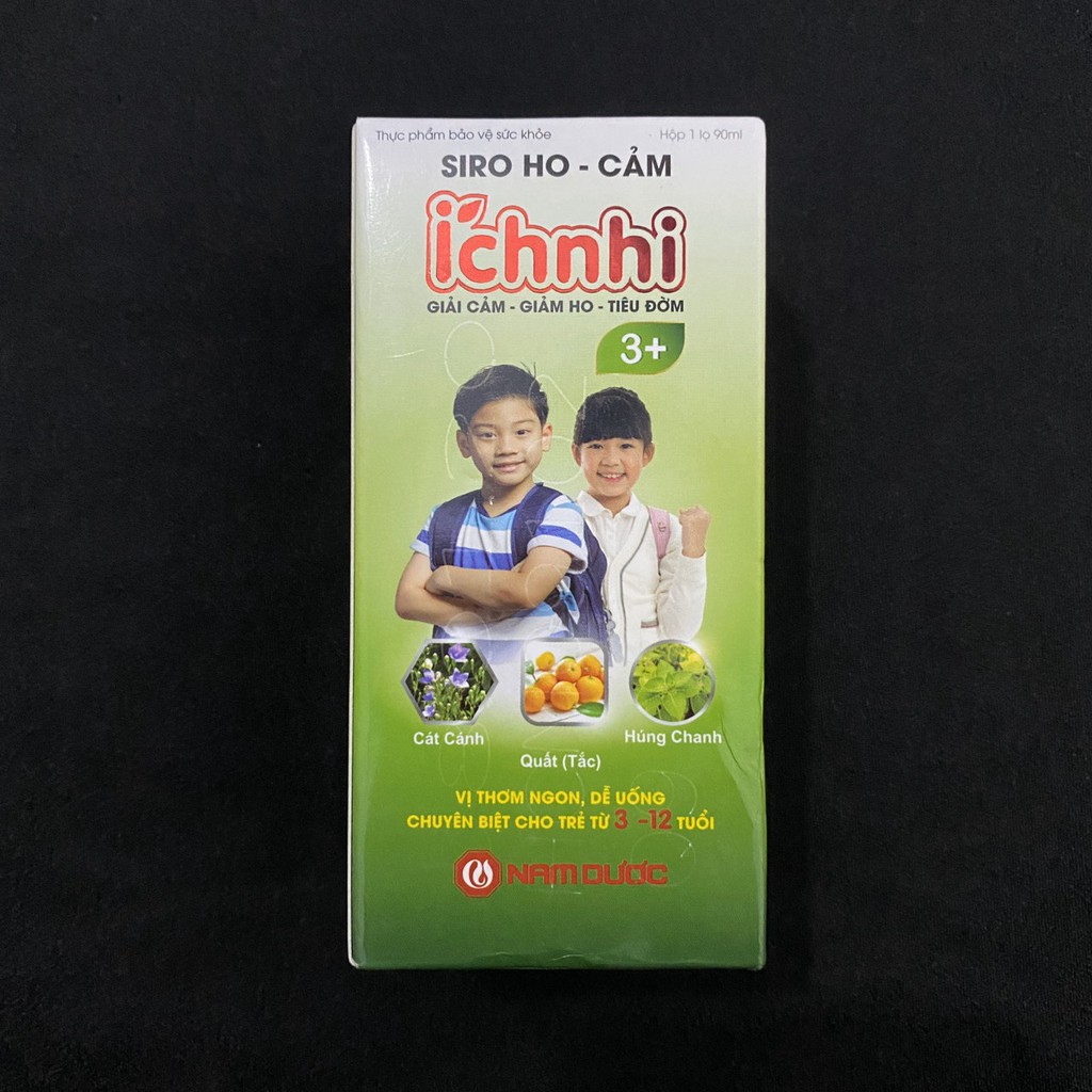 Siro ho cảm 3+ Ích Nhi của thương hiệu Nam Dược giải cảm giảm ho đau họng nghẹt sổ mũi tiêu đờm và tăng đề kháng 90ml