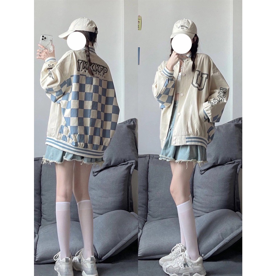 [ RẺ VÔ ĐỊCH]Áo khoác bomber CHẤT GIÓ họa tiết caro Takeep siêu ngầu form unisex nam nữ mặc được