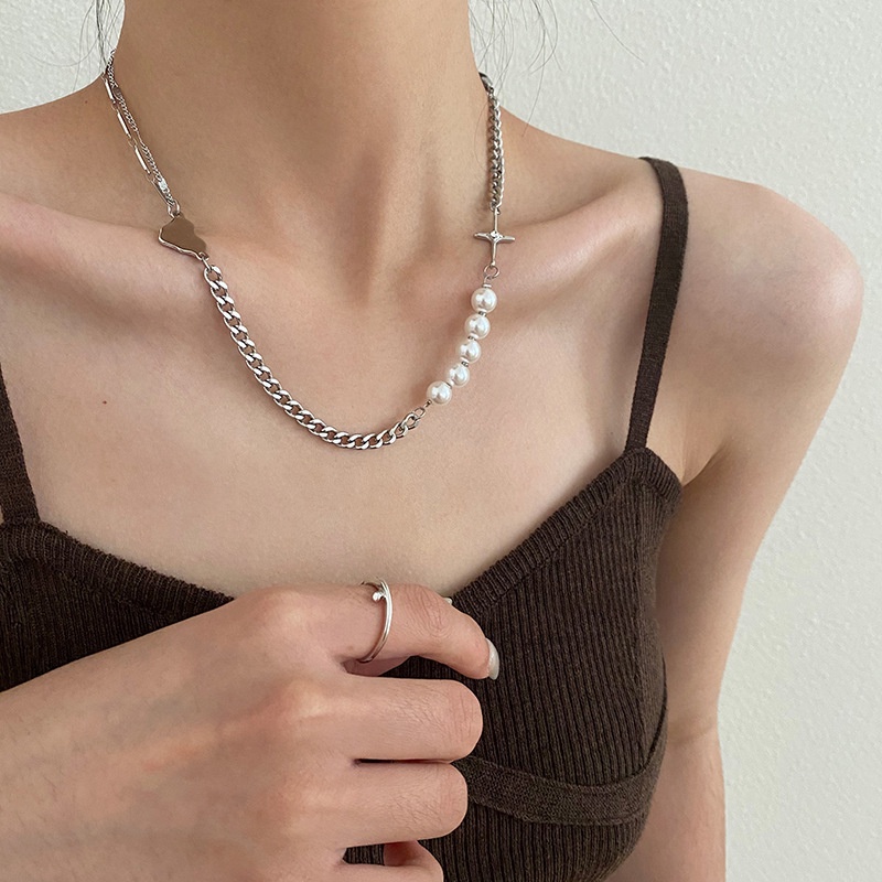 Vòng Cổ Choker Bằng Bạc Đính Ngọc Trai Thời Trang Cho Nữ