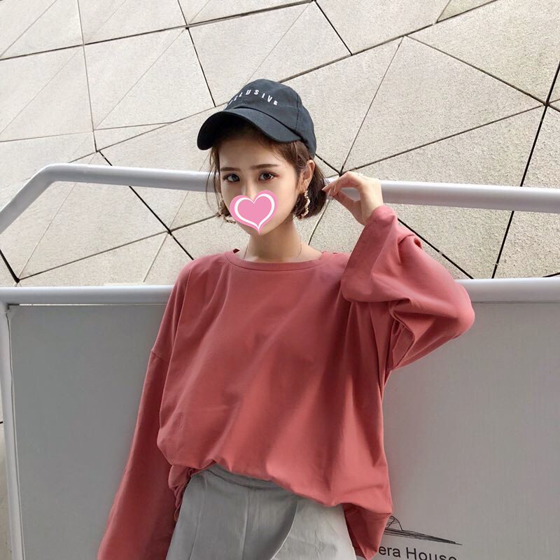 Korean styles 2021 fashion clothes Baju Tshirt Women long sleeve round neck blouse