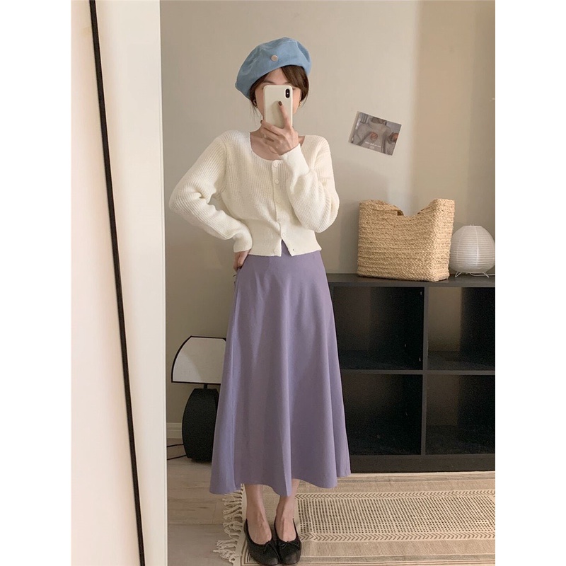Áo len croptop dài tay chất len mongtogi co dãn nhiều màu cúc dọc duyendel