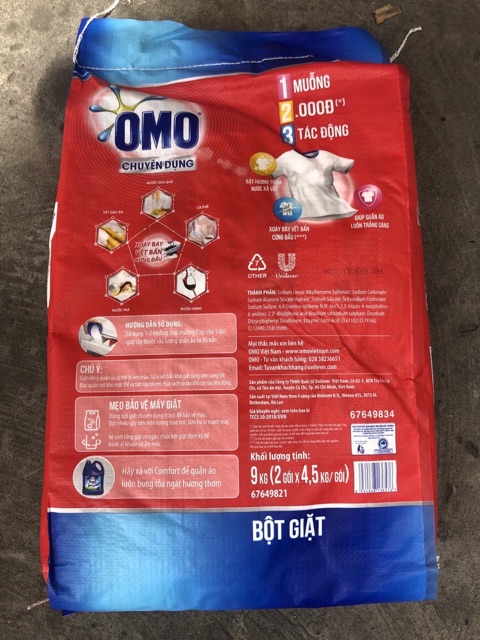 Bột giặt Omo 9kg Chuyên Dụng Siêu Tiết Kiệm