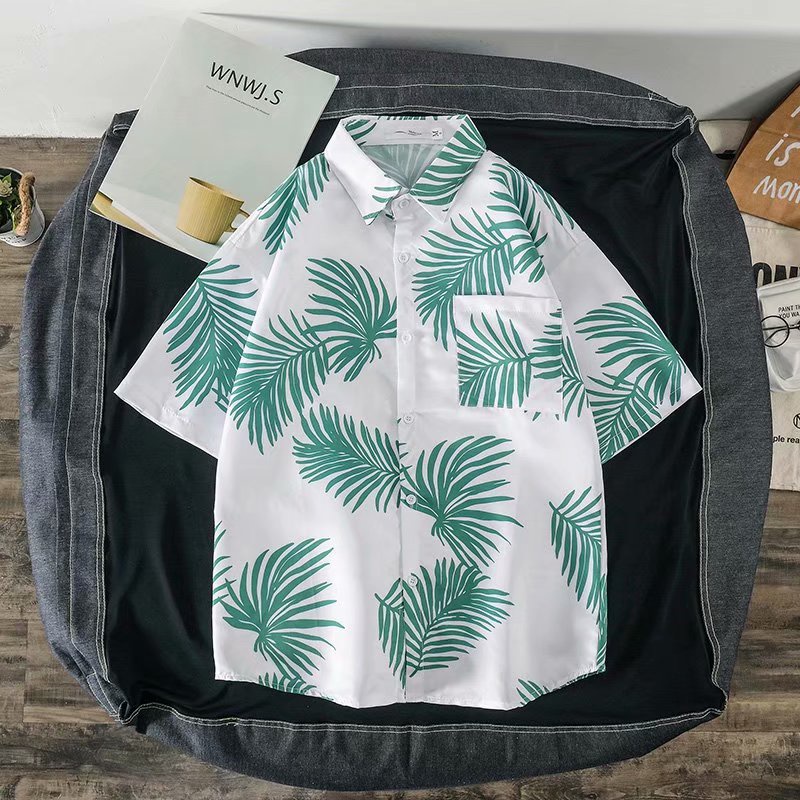 Áo Sơ Mi Tay Ngắn Dáng Rộng In Họa Tiết Lá Phong Phong Cách Hip Hop Thời Trang Mùa Hè Cho Nam Và Nữ Size M-3XL