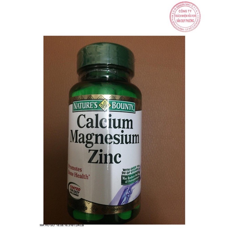 Viên uống bổ sung Calcium magnesium zinc Nature's bounty 100 viên