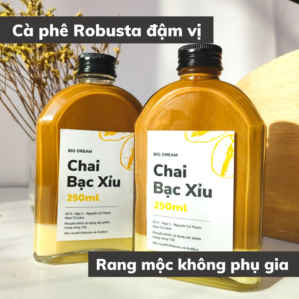 Cà phê nguyên chất đóng chai pha sẵn Bạc Xỉu 250ml phin cafe rang xay truyền thống đậm đà gia đình và văn phòng