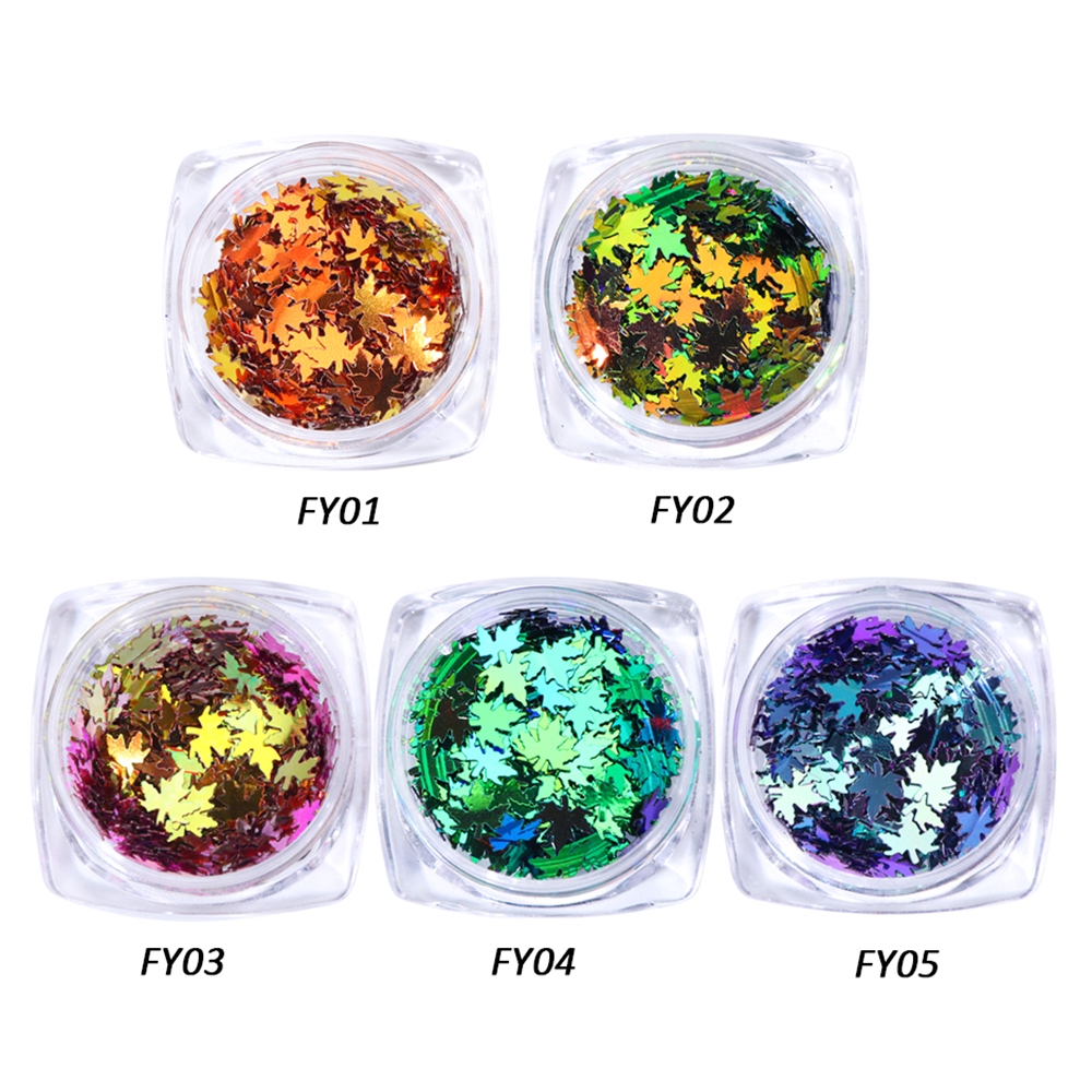 EUCAP Manicure Nail Art Decor Iridescent Multicolor Leaf|Nail Sequins