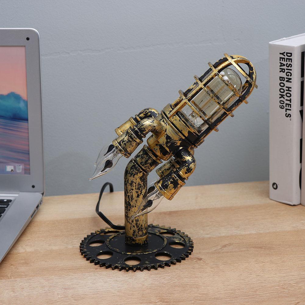 WTTLE Đèn Ngủ Để Bàn Hình Tên Lửa Bằng Thép Không Gỉ Phong Cách Steampunk