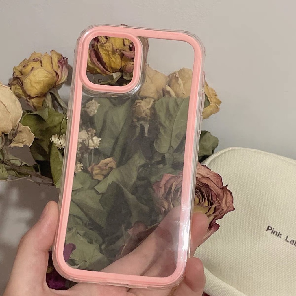 Ốp điện thoại hồng phấn trong suốt 2 trong 1 chống rơi thích hợp cho iPhone 13 promax i11 8plus/xs/xr