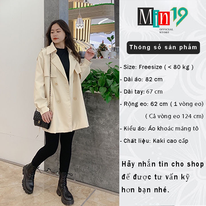 Áo măng tô nữ Hàn Quốc dáng dài kèm đai 2 lớp form rộng bigsize túi nắp cá tính màu be sữa thời trang