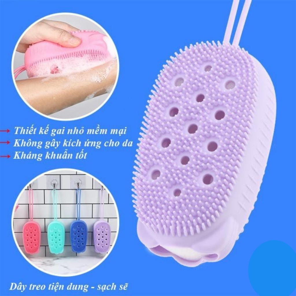 Bông Tắm Bọt Biển Silicon Có Gai Kì Cọ Massage Chà Lưng Miếng Mút Tạo Bọt 2 Mặt Lông Siêu Mềm Để Tắm Rửa Mặt Tẩy Tế Bào