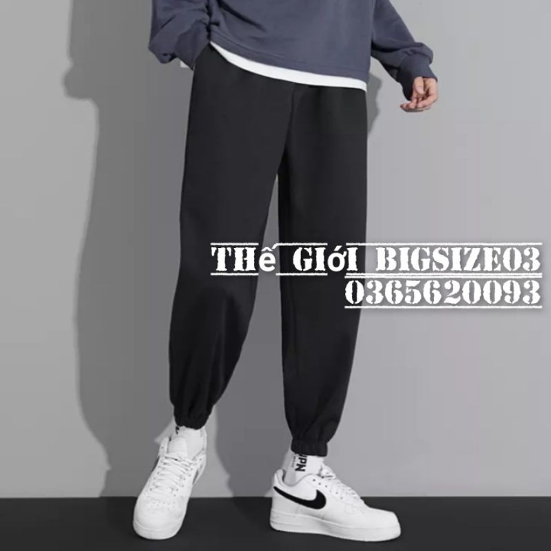 Quần jogger ống rộng cạp chun bo ống trơn màu dáng basic nam nữ 40kg - 100kg | BigBuy360 - bigbuy360.vn