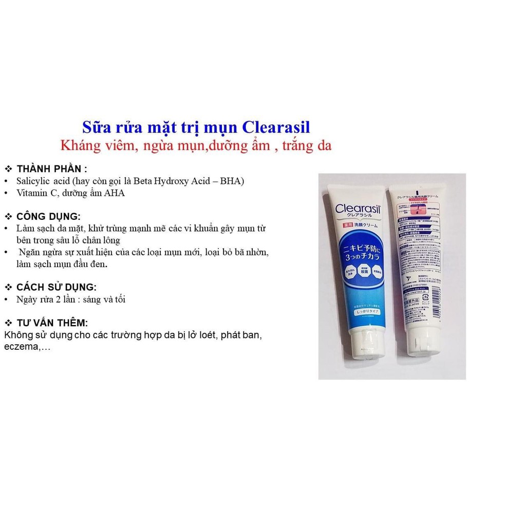 Sữa rửa mặt mụn Clearasil 120g