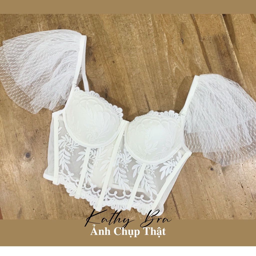 H01 [HÌNH THẬT] Áo Kiểu Corset KATHY BRA Bralette Bra Ren Hoa Croptop Có Đệm Dày 2cm Có Gọng Lót Nâng Ngực Hàng Thiết Kế