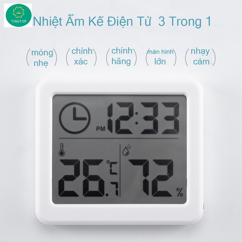Đồng hồ nhiệt độ, độ ẩm, thời gian ,Nhiệt ẩm kế điện tử 3 trong 1 ,Chính xác,Chính hãng, nhỏ gọn, sang trọng,siêu mỏng
