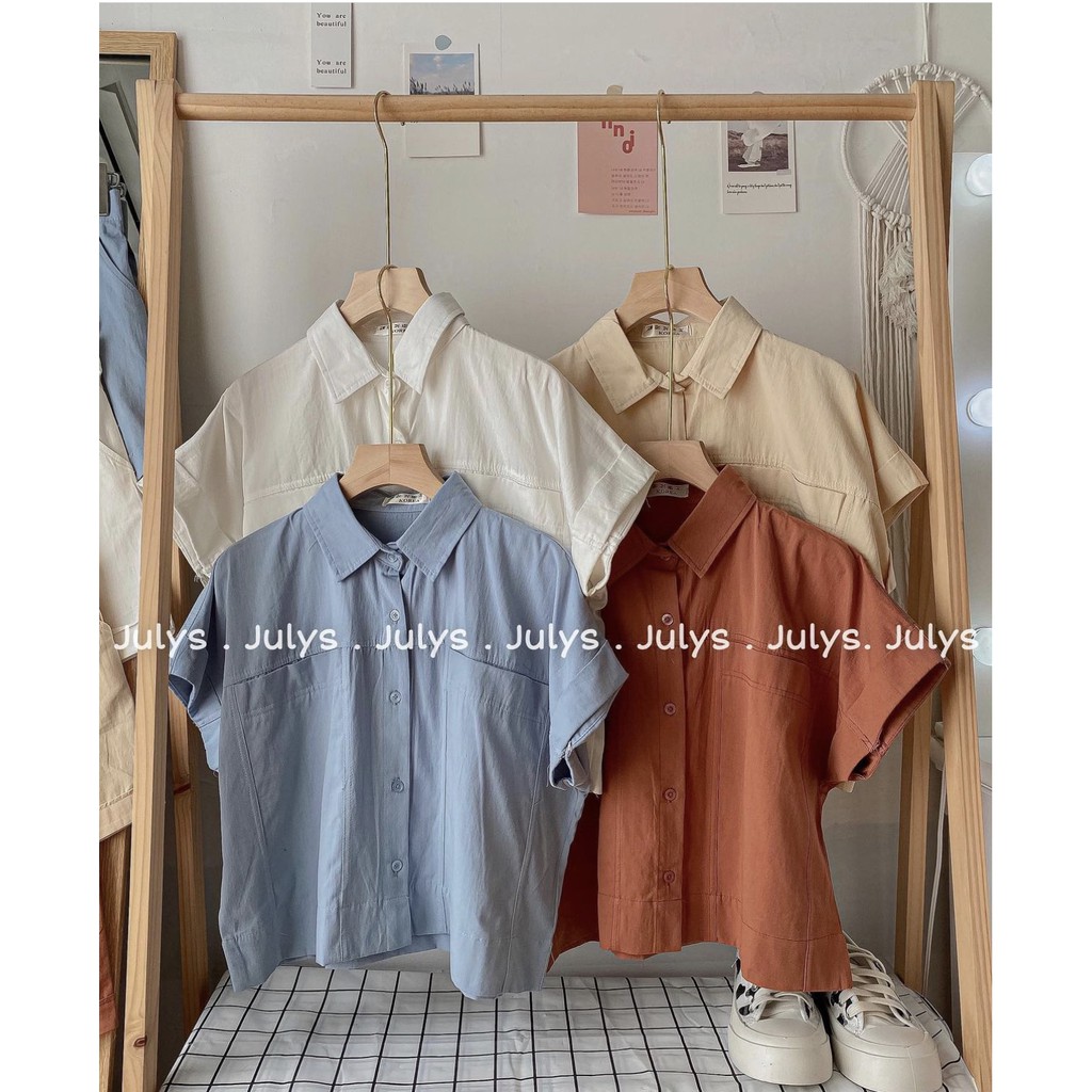 [𝑭𝒓𝒆𝒆𝒔𝒊𝒛𝒆] Set bộ ulzzang áo sơ mi quần ống rộng bộ đồ vải thô không nhăn full 4 màu hot