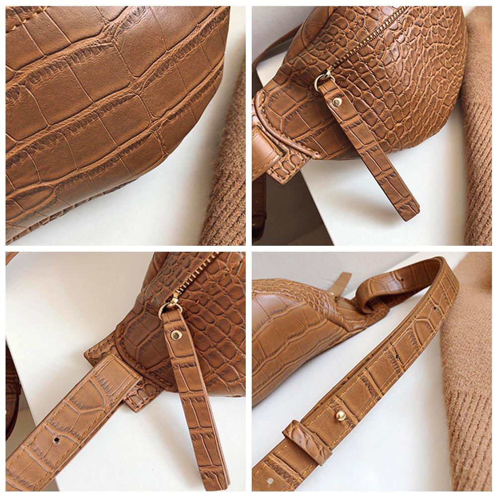 Túi đeo hông chất liệu da cá sấu màu trơn thời trang | BigBuy360 - bigbuy360.vn