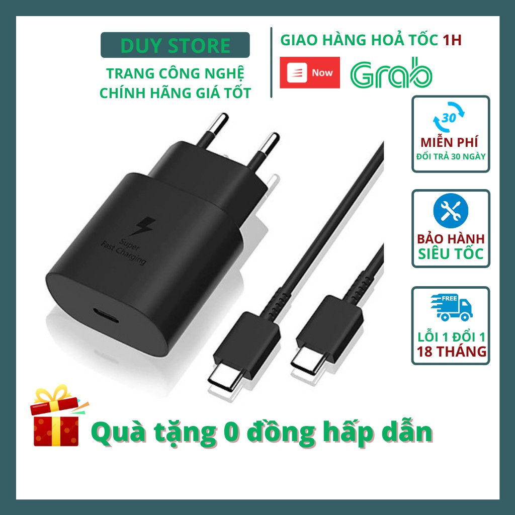 Bộ sạc nhanh Samsung 25W chính hãng 100% Cho Note 10 Note 20, tiết kiệm thời gian sạc, bảo vệ máy và pin