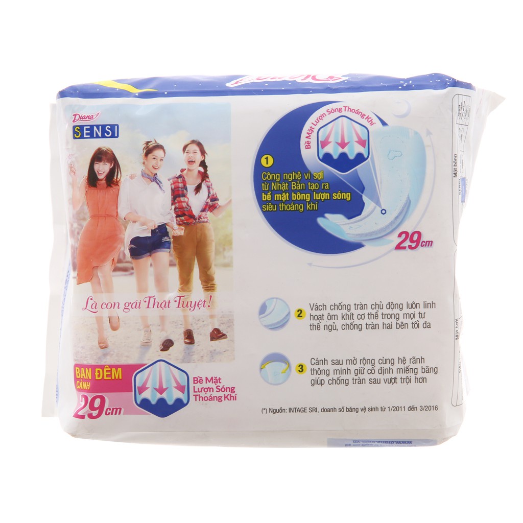 Băng vệ sinh ban đêm Diana Sensi 29cm (12 miếng)